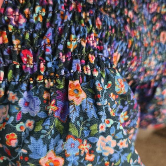 Sandro Pinelle Smocked Floral Mini Dress Blue Violet 40 UK or 8 US - Picture 5 of 10